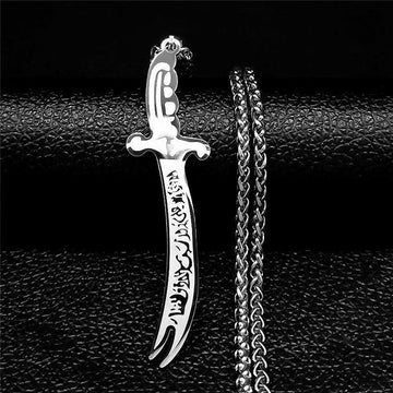 NEW Islam Broadsword Gold Color Stainless Steel Chain Long Necklaces Pendants - The Jewellery Supermarket
